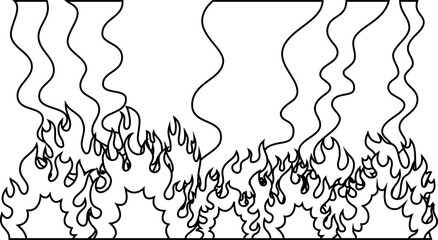 大炎上と黒煙 大火事のイラスト