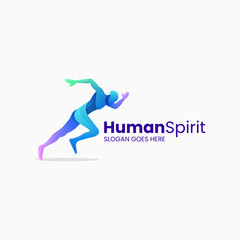 Obraz premium Vector Logo Illustration Human Spirit Gradient Colorful Style.
