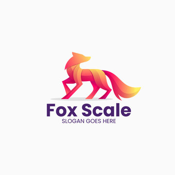 Vector Logo Illustration Fox Scale Gradient Colorful Style.