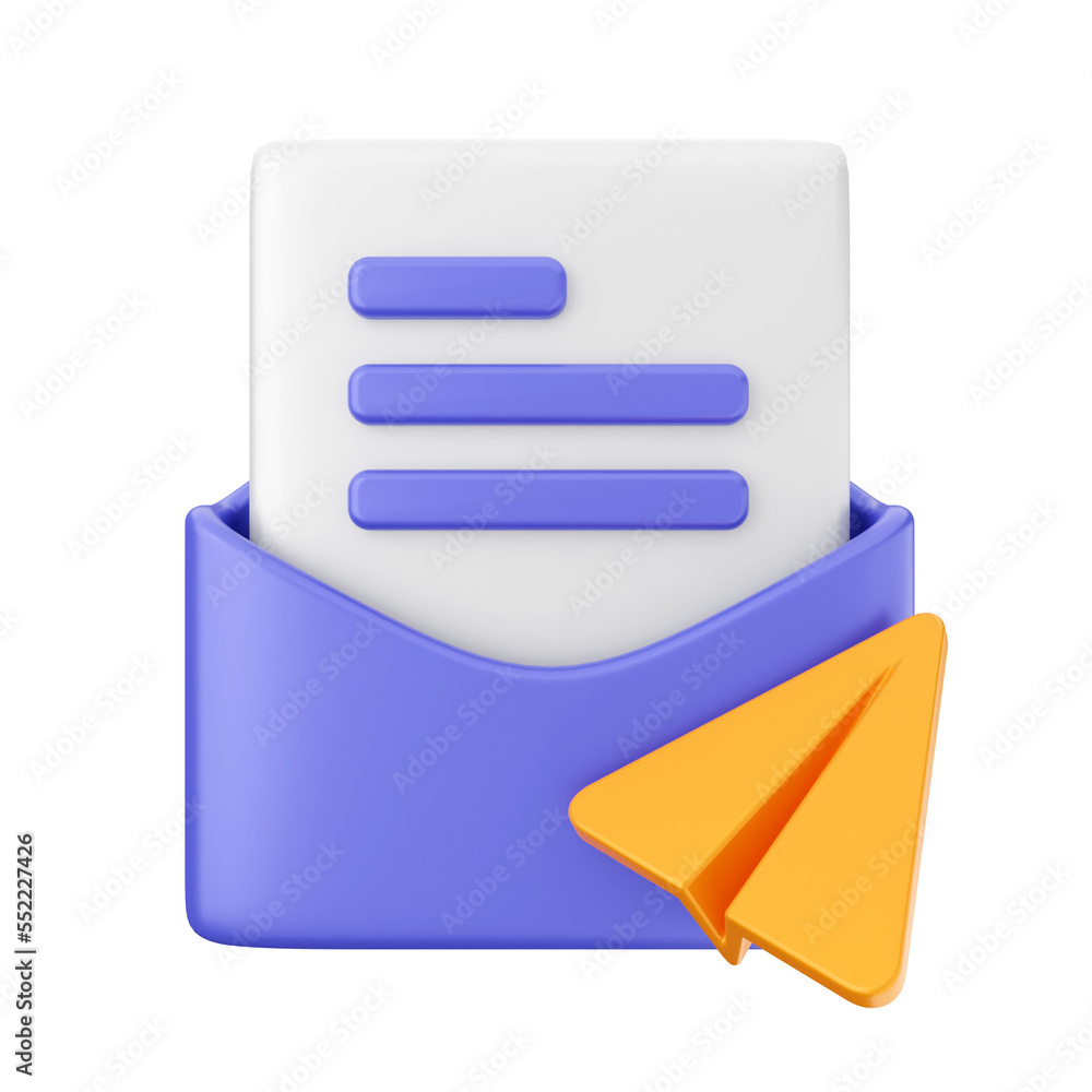 Poster mail message email envelope icon illustration 3d render