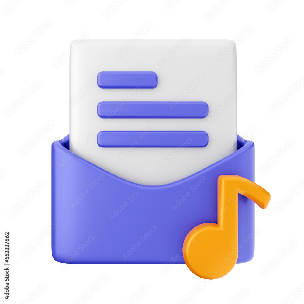 Poster mail message email envelope icon illustration 3d render