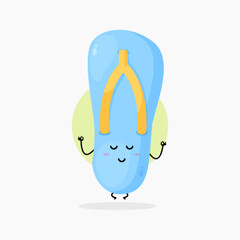 cute flip flops character meditating in yoga pose