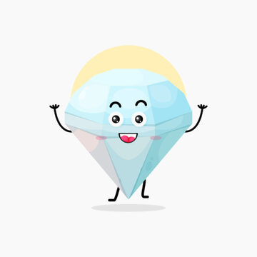 cute diamond character laughing happily