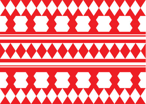 red and white tribal traditional ikat ethnic pattern, design for ikat background, argyle fabric, red gingham. Produced in many traditional textile centers around the world. including in India