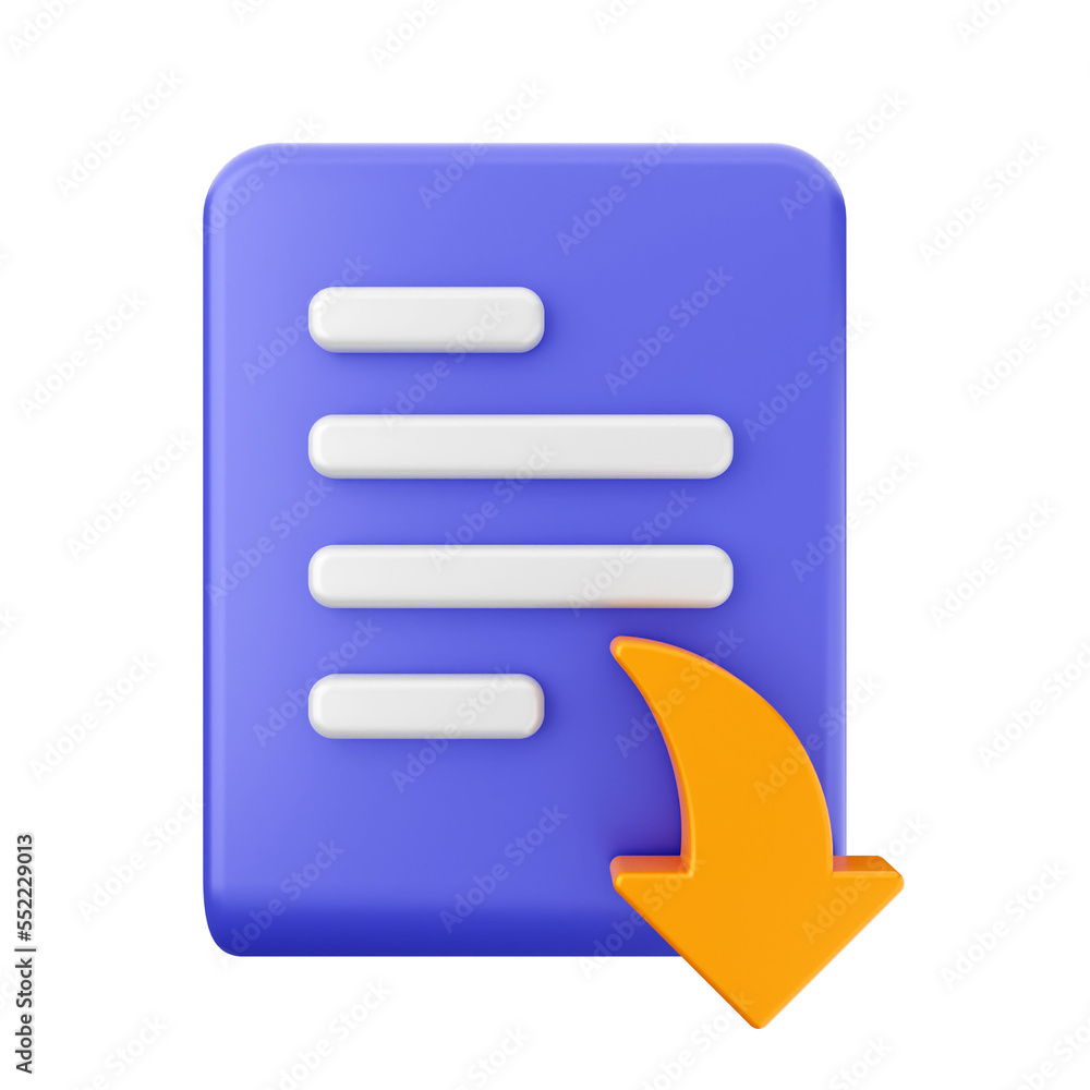 Poster file data document icon illustration 3d render