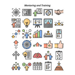 Mentoring and Training icon set