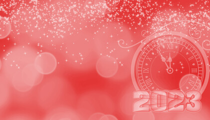 Red Christmas and New year 2023 background with snowflakes