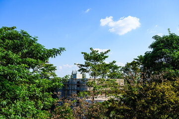 Blue sky and building under construction
