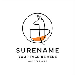 Animal Alpaca Llama cup mug coffee tea cafe logo design illustration custom logo design