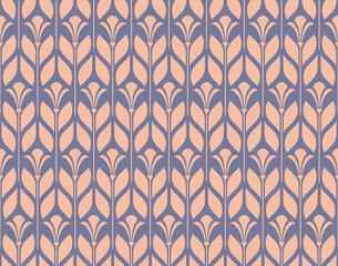Flower geometric pattern. Seamless vector background. Pink and blue ornament