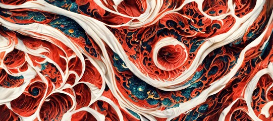 Floral Pattern on fabric pattern. Generative AI