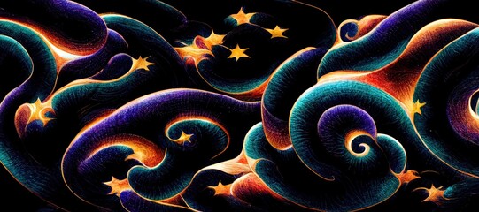 Universe pattern inside fabric. Generative AI