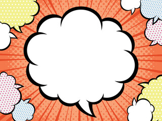 アメコミ風　集中線　吹き出しフレーム　オレンジ色　吹き出し2　イラスト