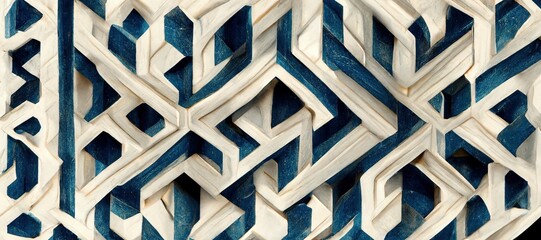 classic blue and white ceramic design. Porcelain. Generative AI