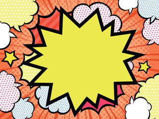 アメコミ風　集中線　トゲトゲのふきだし　枠デザイン　