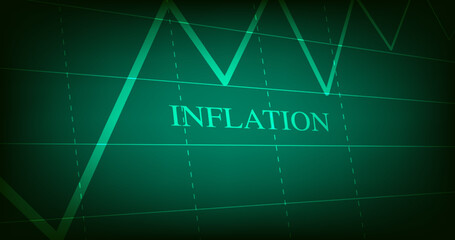 Uptrend chart with the words  Inflation on green light radar screen. EPS 10 vector.