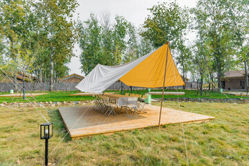 The many tents at the campsite