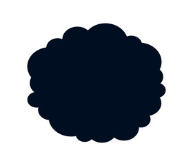 Black cloud icon. Speech bubble, communication and interaction on internet. Sticker for social networks and instant messengers. Symbol of love and tenderness. Cartoon flat vector illustration