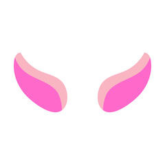 Cute trendy unicorn ears cartoon character vector illustration. Horn, ear, crown, rainbow on white background