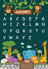Illustration animal zoo alphabet letter a-z vector