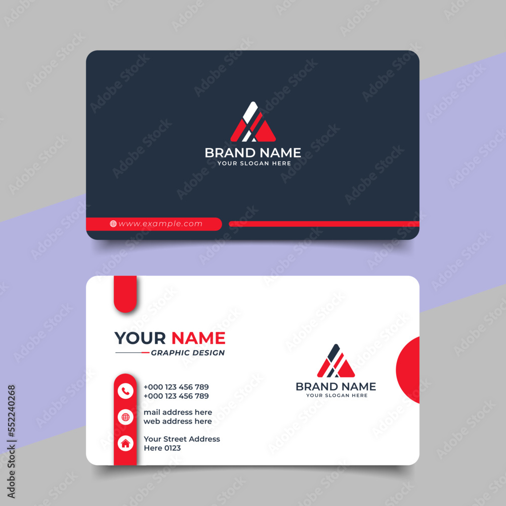 Wall mural red modern creative business card and name card horizontal simple clean template vector design