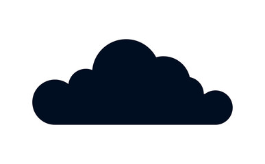 Black cloud icon. Metaphor of server and cloud storage of files, archive or service on Internet. Modern technologies and digital world, information exchange. Cartoon flat vector illustration
