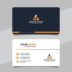 Yellow modern creative business card and name card horizontal simple clean template vector design
