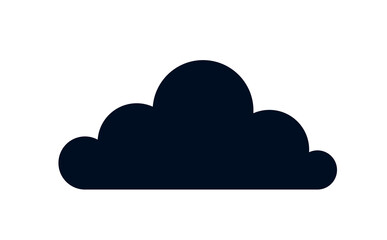 Black cloud icon. Sticker for social media. Metaphor for exchange of data and information on Internet. Aesthetics and elegance. Minimalist creativity and art. Cartoon flat vector illustration