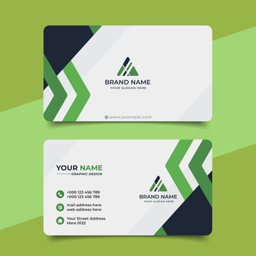 Green modern creative business card and name card horizontal simple clean template vector design