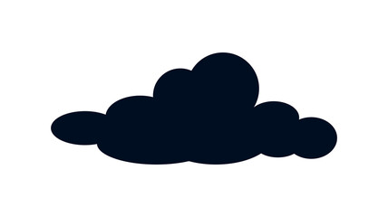 Black cloud icon. Sticker for social networks and messengers. Speech bubble, internet communication. Modern technologies and digital world, electronic archive. Cartoon flat vector illustration