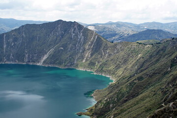 Fototapeta na wymiar Lake Quilotoa, a crater lake in the Andes, near Latacunga, Ecuador