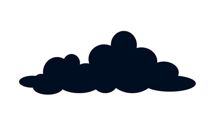 Black cloud icon. Sticker for social networks and messengers. Speech bubble, communication and interaction on internet. Cloud storage and archive. Climate and weather. Cartoon flat vector illustration