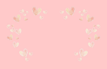 Fototapeta premium ハートを使った半円フレーム背景素材１