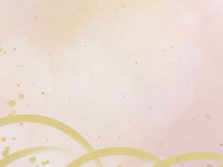 金のあしらいが上品な染めむらのある優しい桃色の和紙背景イラスト