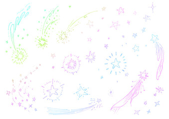 手描きペン画 流れ星のイラスト