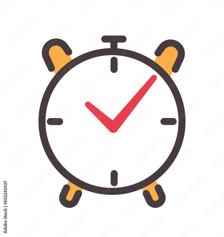 Aufkleber color watch with tick icon. metaphor for time management and efficient workflow organization. busine