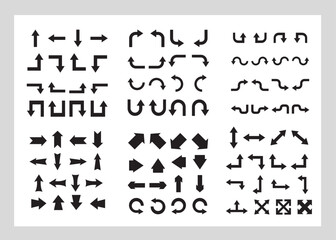 Set of black arrows vector icons. Arrow icon. For website design. Line arrow vector icon set in thin line style. Line Arrow icon set | Vector