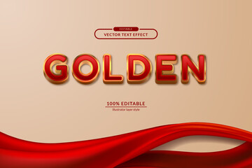 Obraz premium luxury elegant 3d golden border with red satin shine for royal deluxe editable text effect. eps vector file