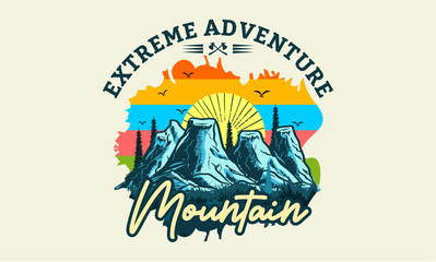 Mountain T-Shirt Design. Vector File Formats, EPS (Editable)
