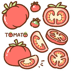 tomato cartoon drawing set
