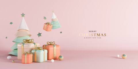 Xmas background realistic 3d decorative design