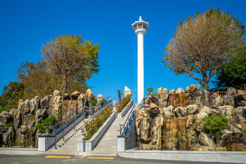 yongdusan park with bell pavilion and busan tower