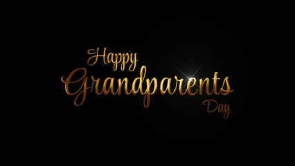 Happy Grandparents Day text animation, happy old persons day lettering with grandparents ,4k video animated, greeting card motion background. grandmother and grandfather holiday