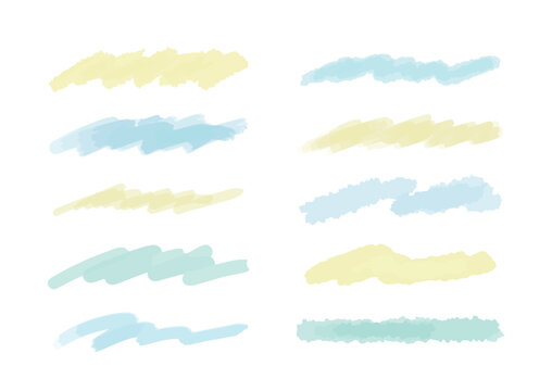 水彩ブラシのストロークの背景イラストのセット　フレーム　手描き　ブラシ　飾り　装飾　水彩画　絵筆