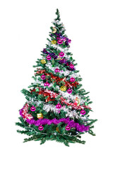 Beautiful christmas tree isolated on a white background. Christmas tree in Christian culture refers to the tree in the garden.