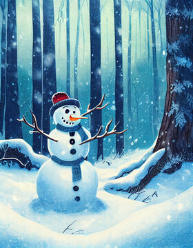 Christmas Snowman Illustrations Set