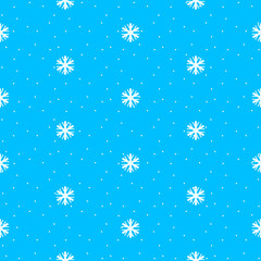 Simple seamless pattern with snowflakes and polka dot. Vector illustration.