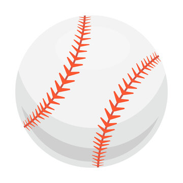 Baseball ball for team sport flat vector illustration. Equipment for game isolated on white background