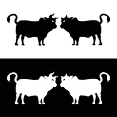 Black and white bull vector logo design . icon logo . silhouette logo 