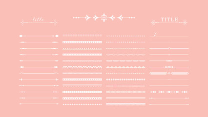 おしゃれでかわいいフェミニンなアンティーク飾り罫線下線セット_シンプルイラストベクター素材_白